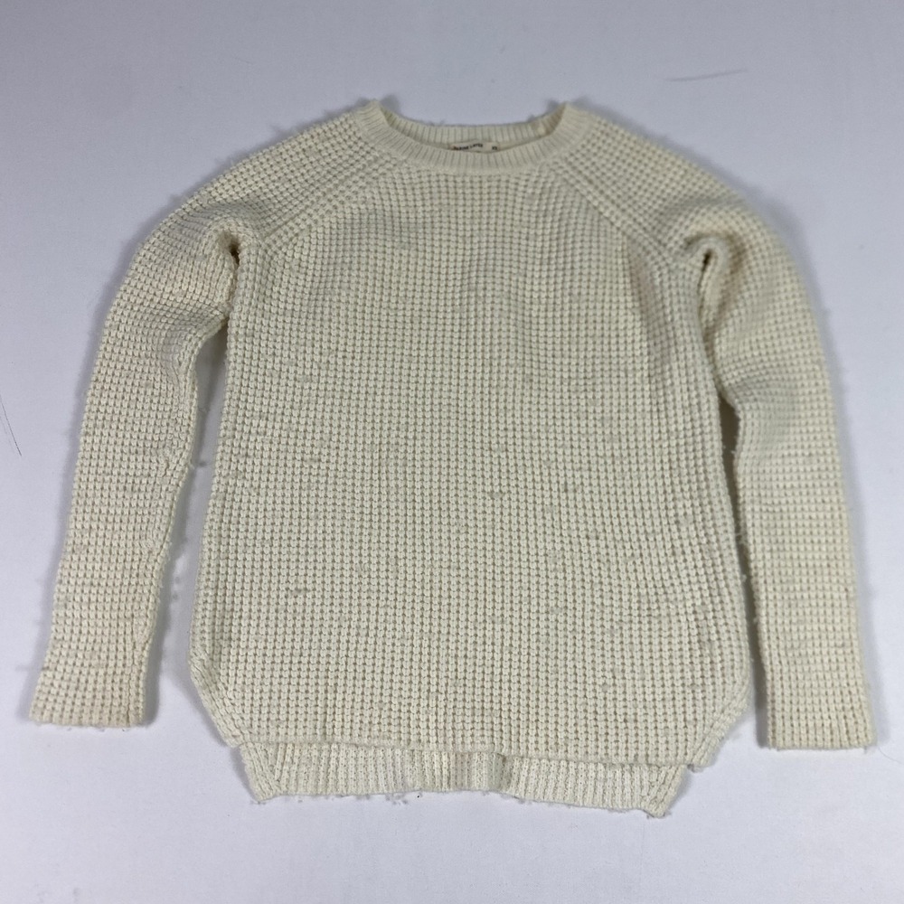 Marine Layer Sweater Womens‎ XS White Waffle Knit Cotton Nylon Wool Crewneck